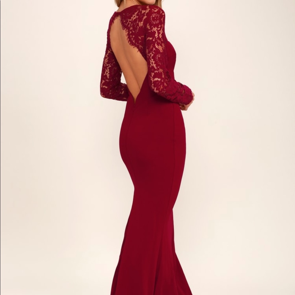 Lulus whenever you call dress in wine lace Medium